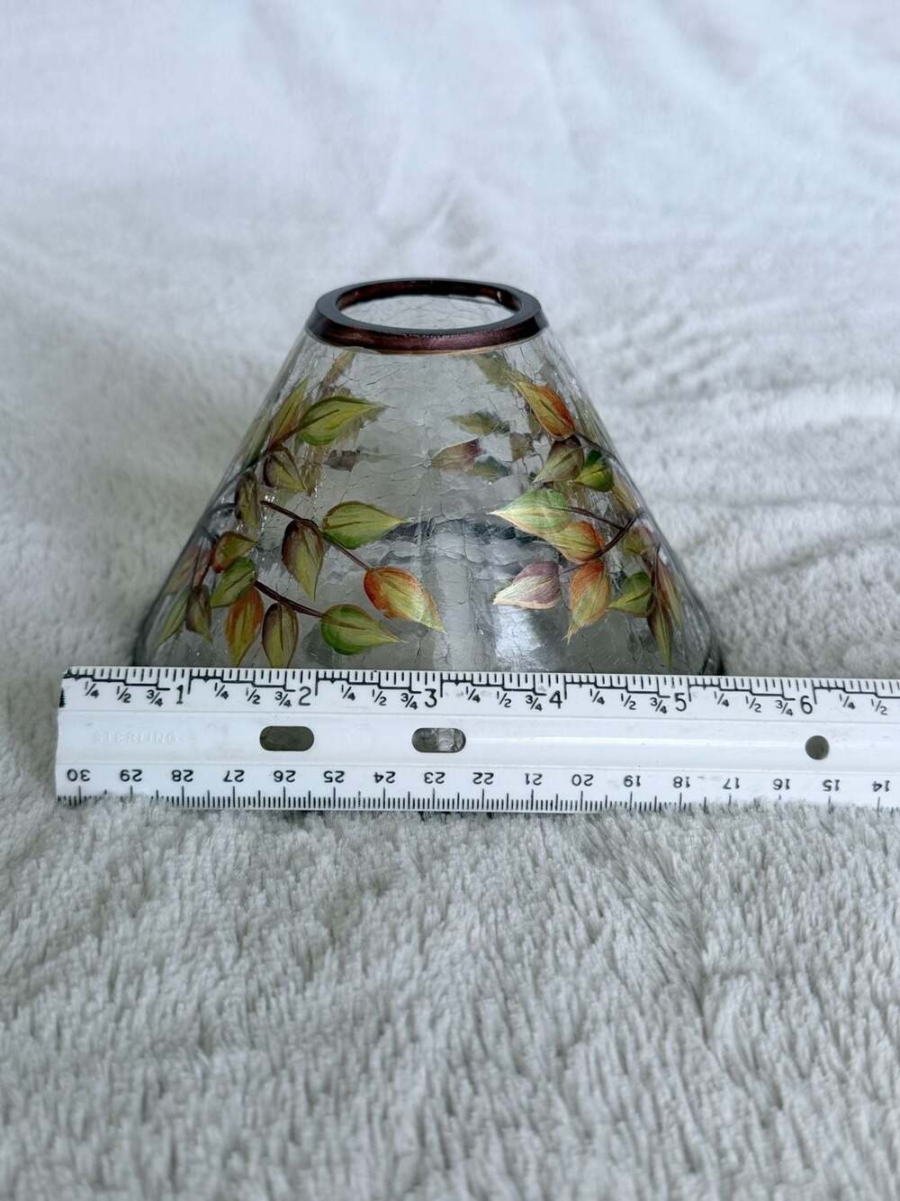Yankee Candle Crackle Glass Jar Shade with Autumn Fall Leaves Design - Picture 8 of 8